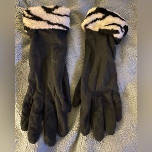 Black with zebra print cuffs.